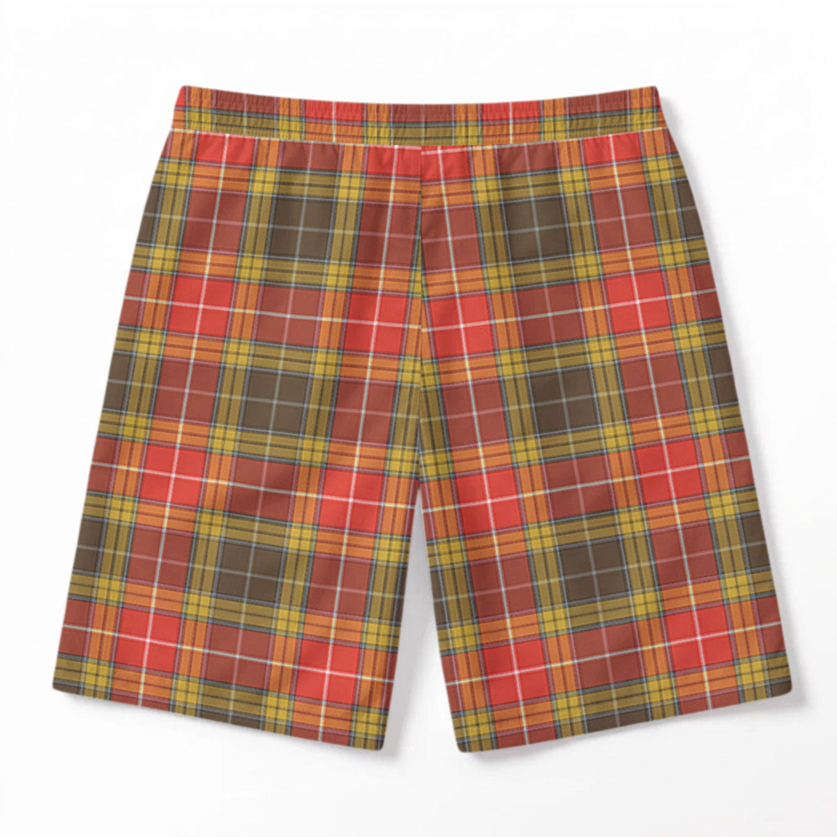 Buchanan Old Set Weathered Tartan Crest Men's Beach Shorts