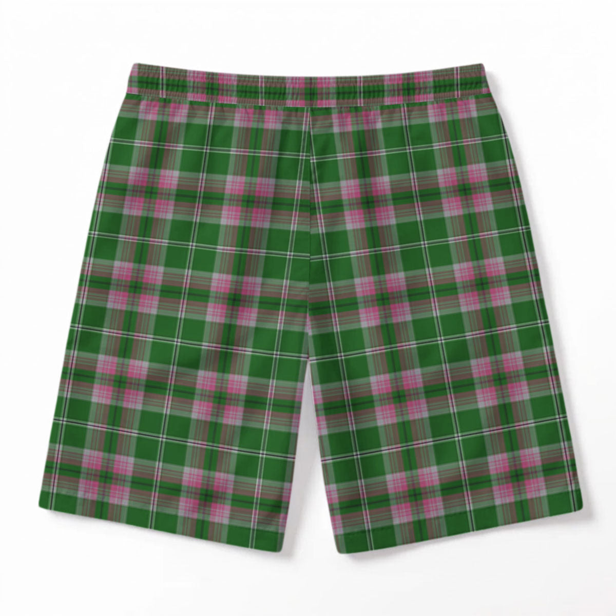 Gray Hunting Tartan Crest Men's Beach Shorts