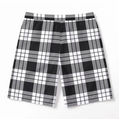 MacFarlane Black - White Tartan Crest Men's Beach Shorts