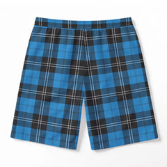 Ramsay Blue Ancient Tartan Crest Men's Beach Shorts