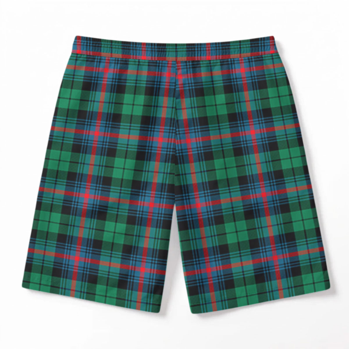 Urquhart Broad Red Ancient Tartan Crest Men's Beach Shorts