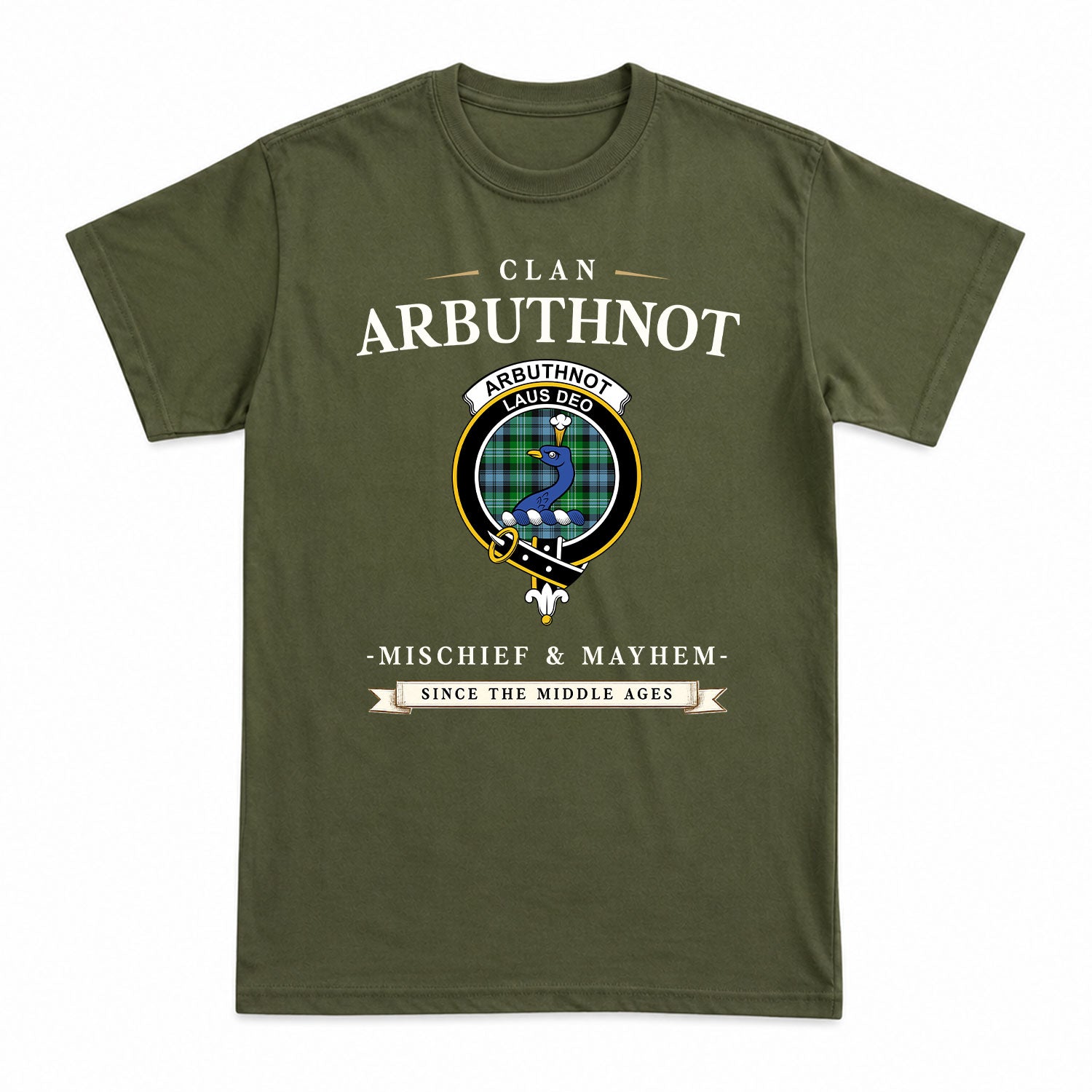 Arbuthnot Ancient Tartan Crest Mischief and Mayhem T-shirt