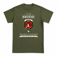 Brodie Modern Tartan Crest Mischief and Mayhem T-shirt