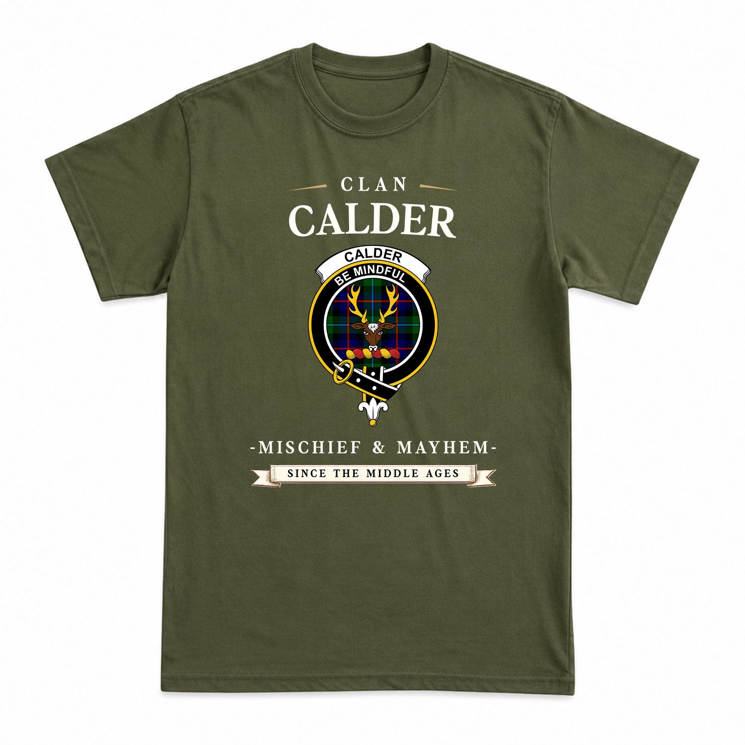 Calder Tartan Crest Mischief and Mayhem T-shirt