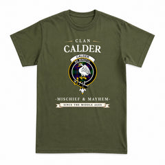 Calder (Calder-Campbell) Tartan Crest Mischief and Mayhem T-shirt