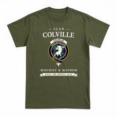 Colville Tartan Crest Mischief and Mayhem T-shirt