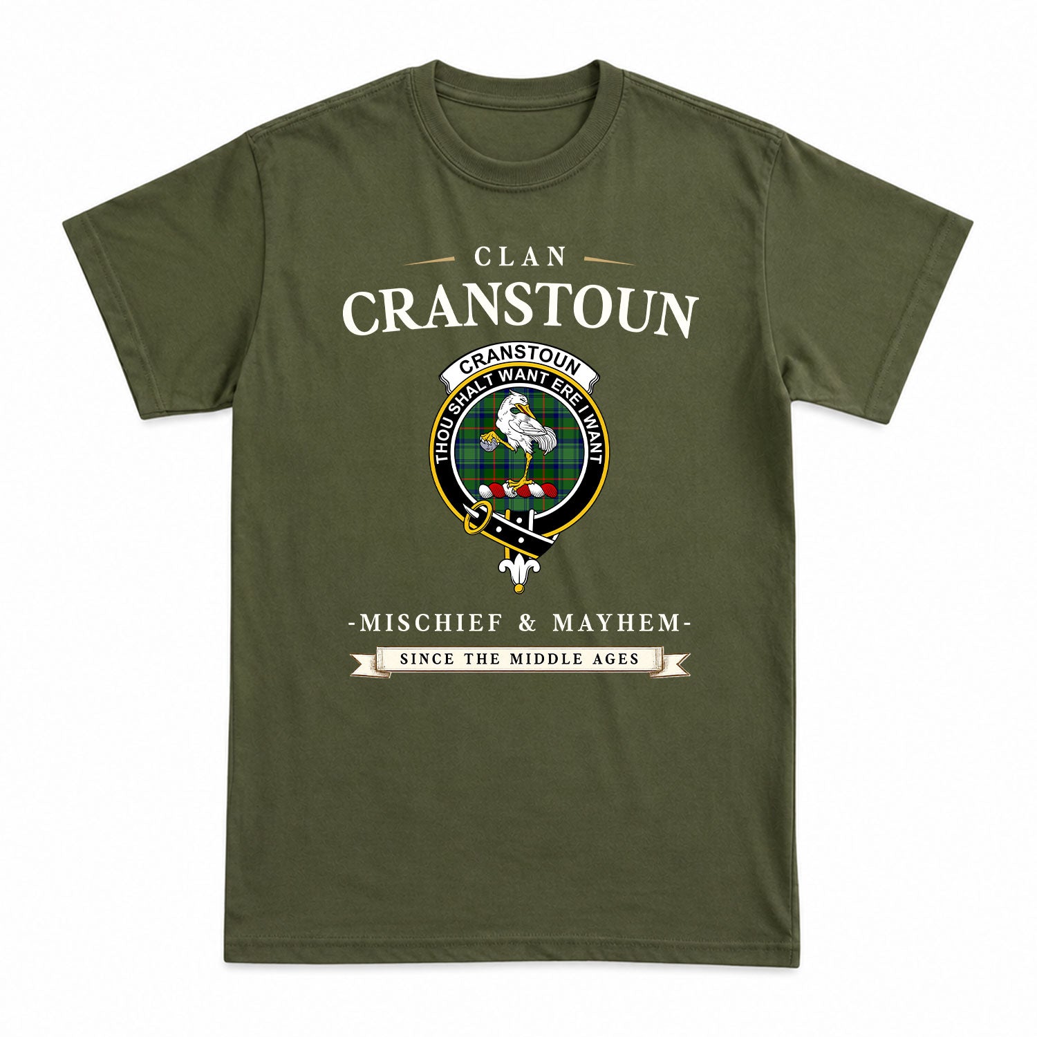 Cranstoun Tartan Crest Mischief and Mayhem T-shirt