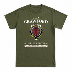 Crawford Modern Tartan Crest Mischief and Mayhem T-shirt