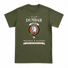 Dunbar Ancient Tartan Crest Mischief and Mayhem T-shirt