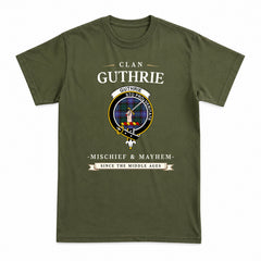 Guthrie Modern Tartan Crest Mischief and Mayhem T-shirt