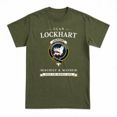 Lockhart Modern Tartan Crest Mischief and Mayhem T-shirt
