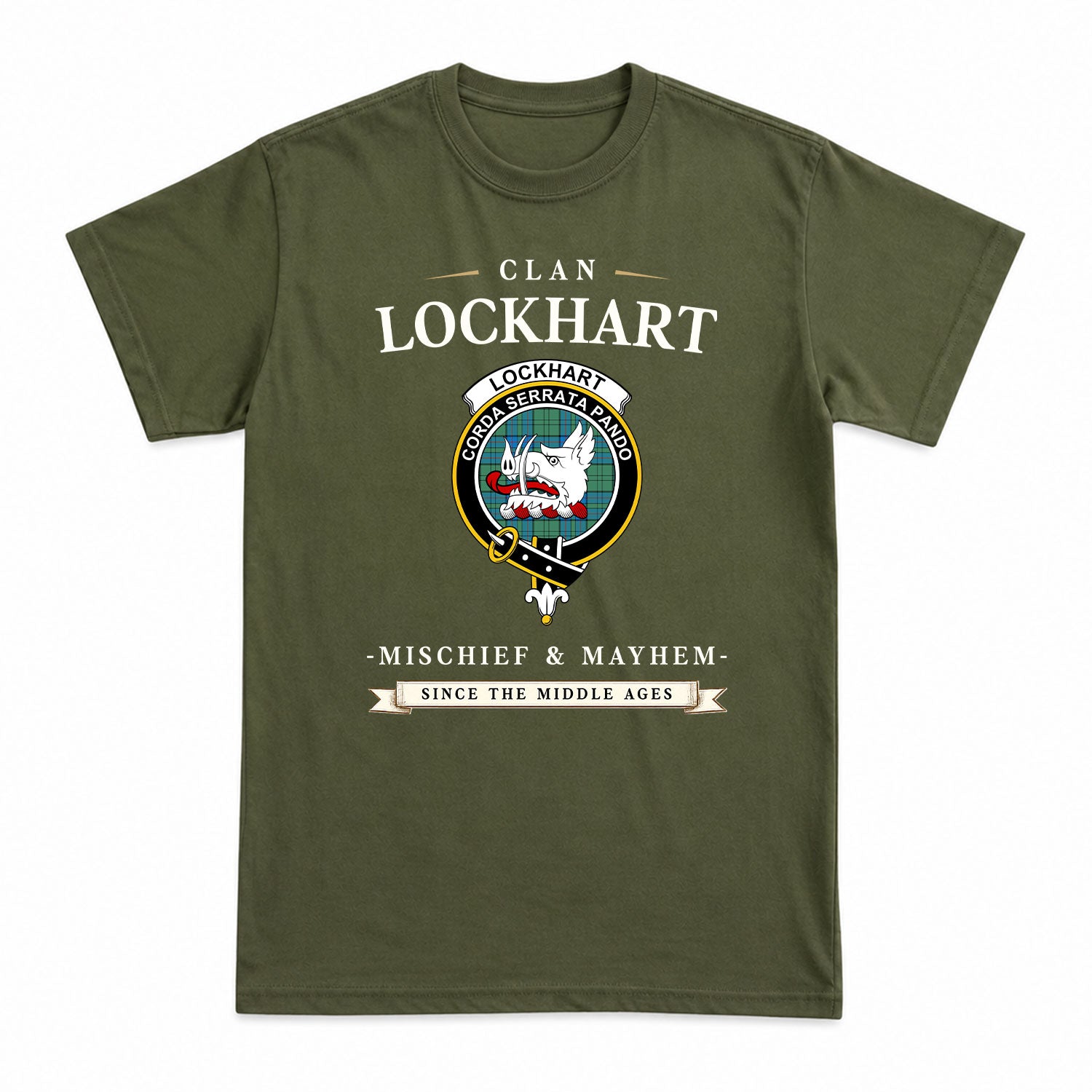 Lockhart Tartan Crest Mischief and Mayhem T-shirt