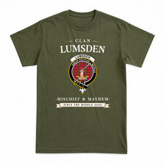 Lumsden Modern Tartan Crest Mischief and Mayhem T-shirt