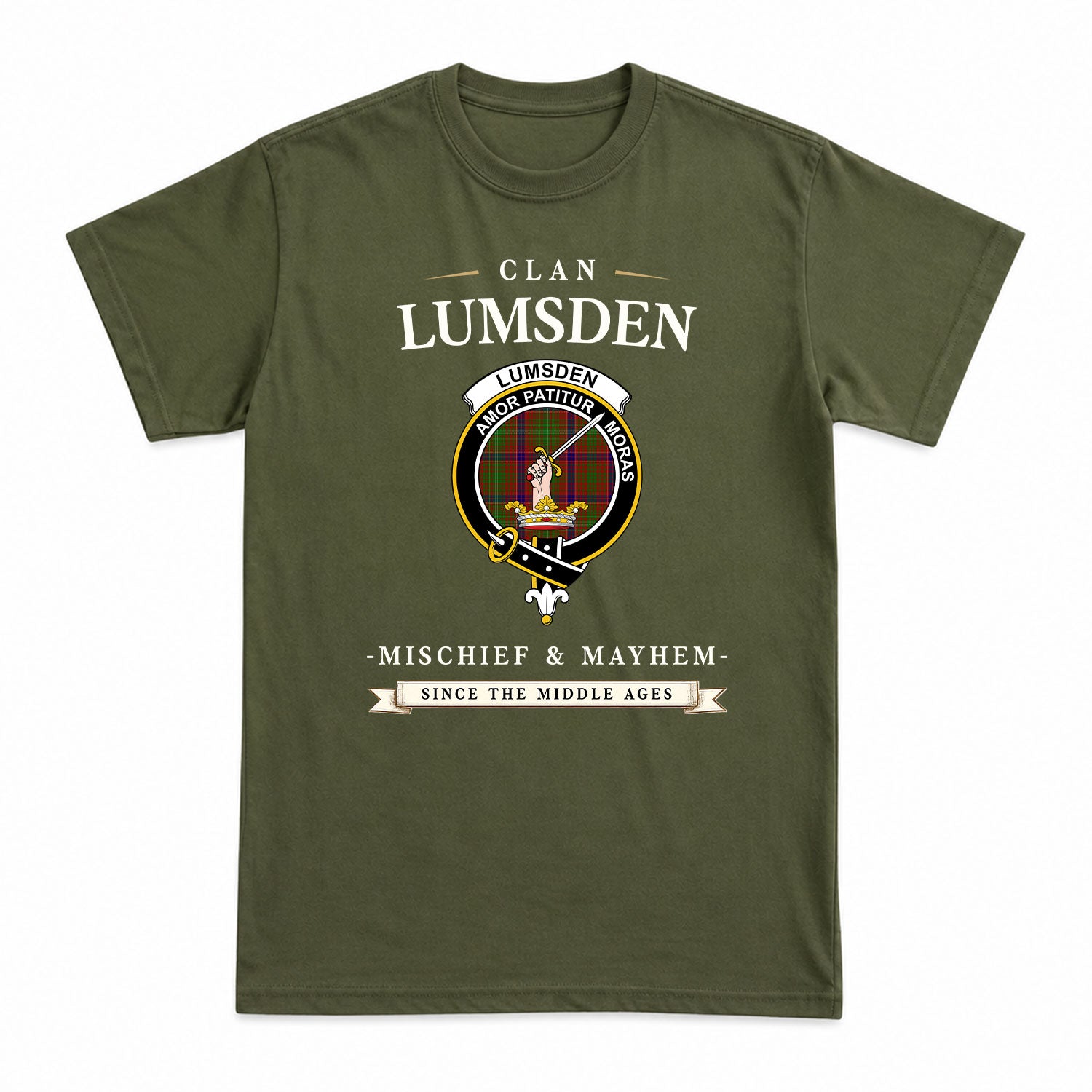 Lumsden Tartan Crest Mischief and Mayhem T-shirt