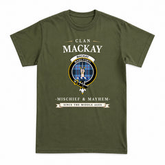 MacKay Blue Tartan Crest Mischief and Mayhem T-shirt