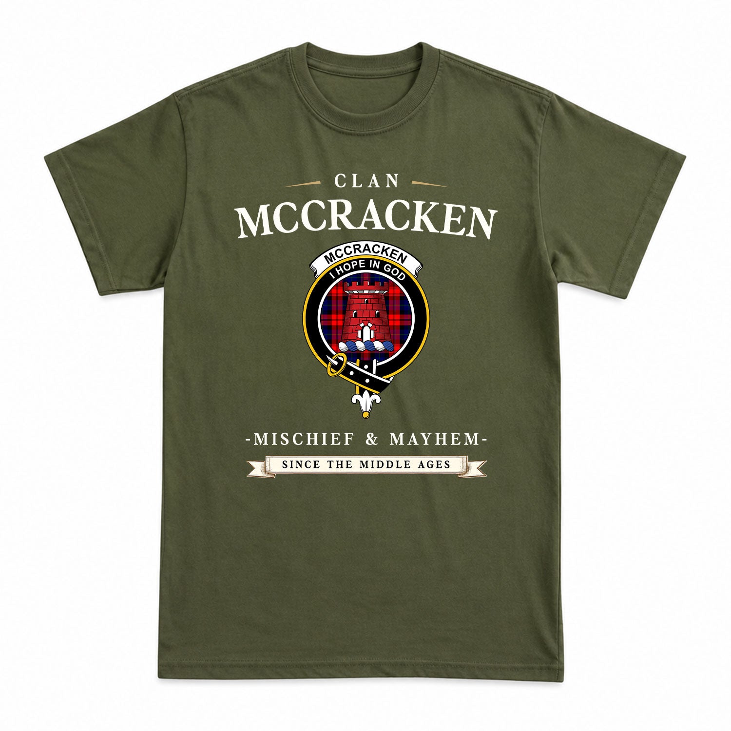 McCracken Tartan Crest Mischief and Mayhem T-shirt