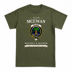 McEwan Modern Tartan Crest Mischief and Mayhem T-shirt