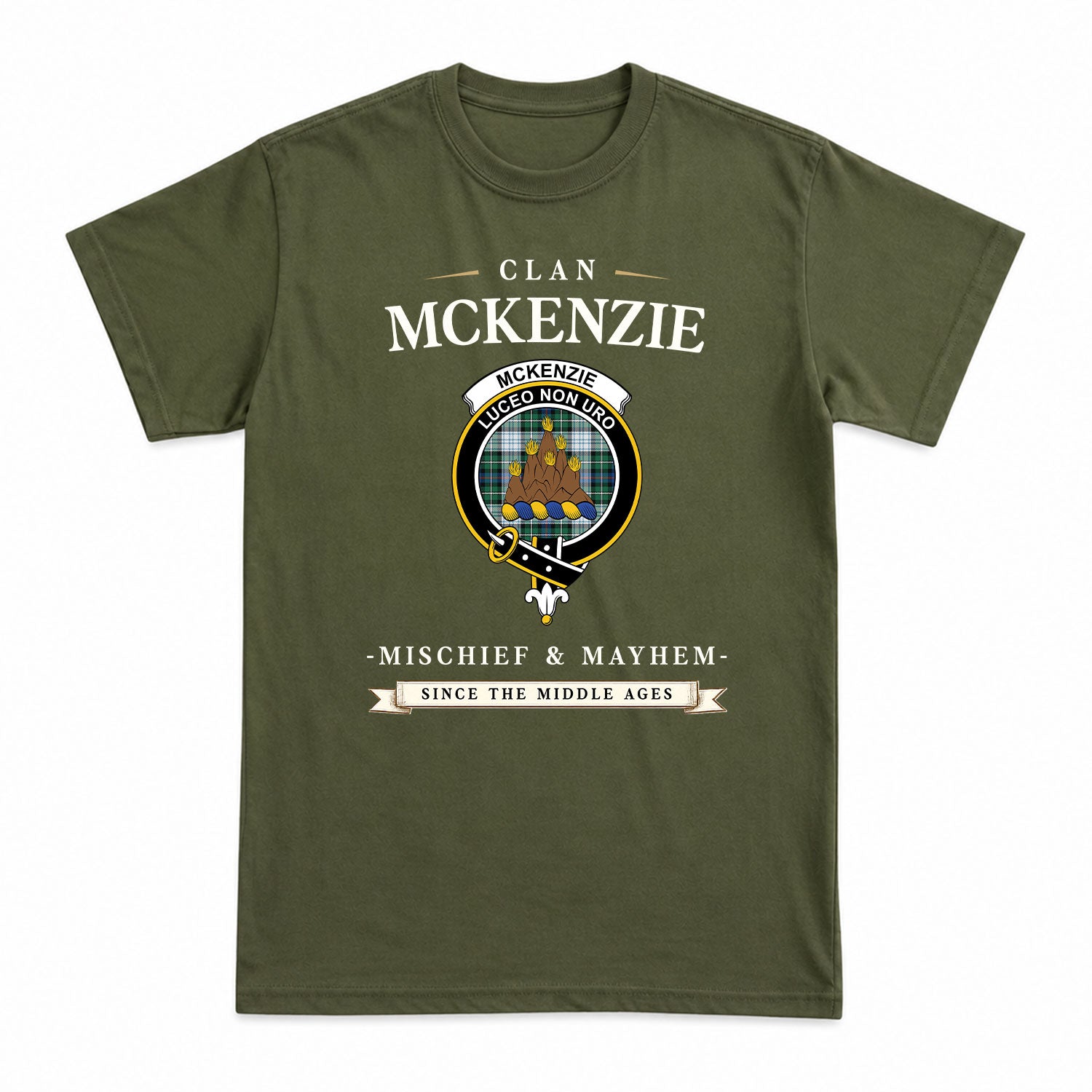 McKenzie Dress Ancient Tartan Crest Mischief and Mayhem T-shirt