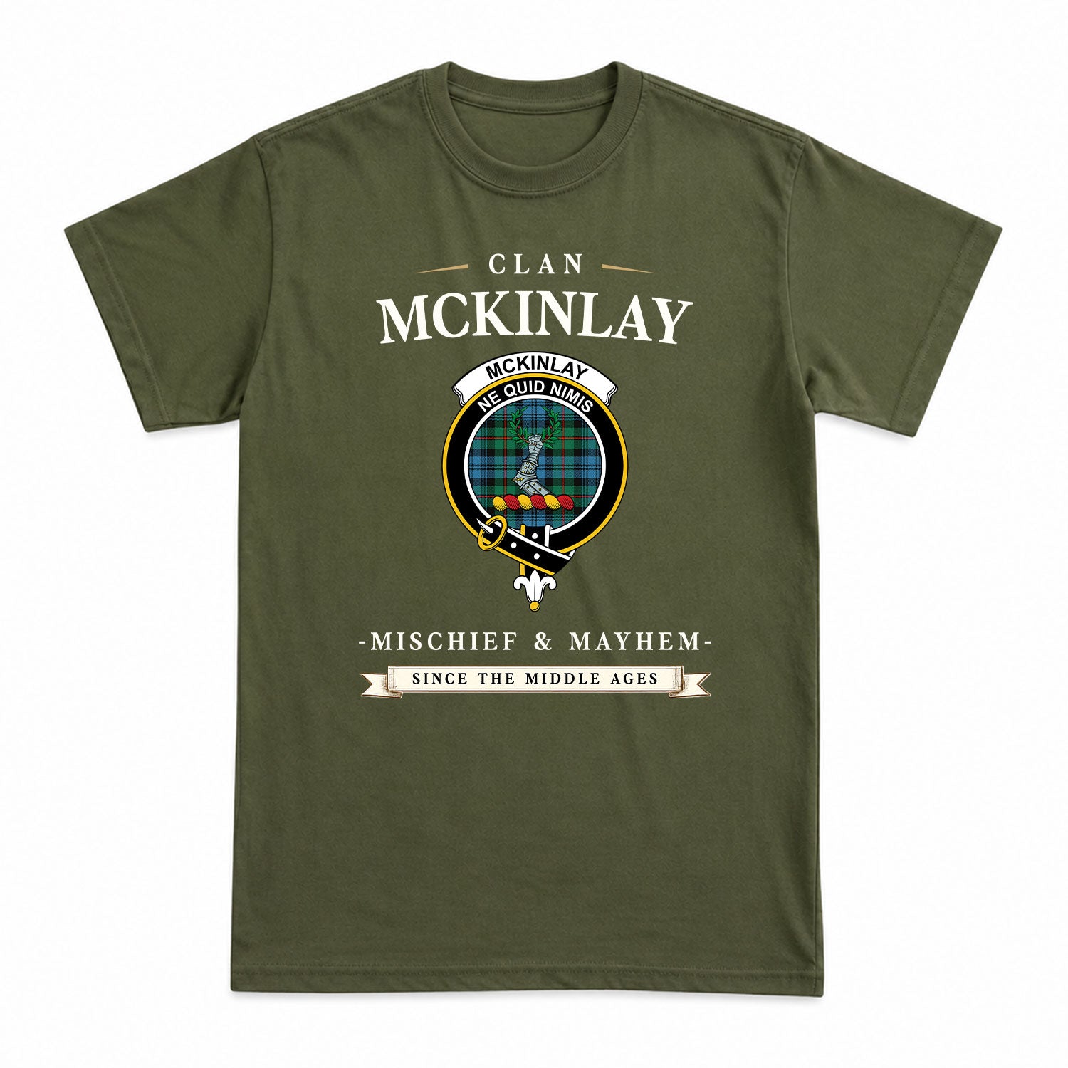 McKinlay Ancient Tartan Crest Mischief and Mayhem T-shirt