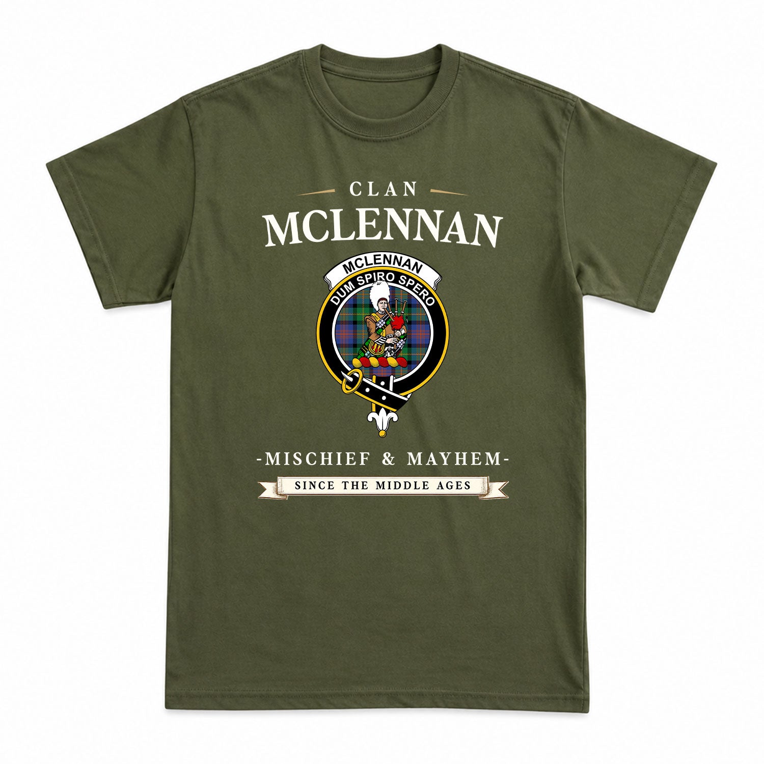 McLennan Ancient Tartan Crest Mischief and Mayhem T-shirt