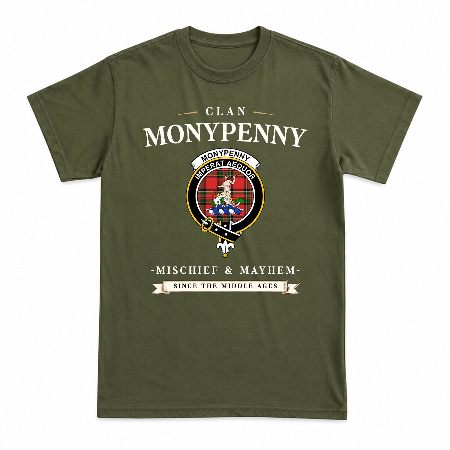 Monypenny Tartan Crest Mischief and Mayhem T-shirt