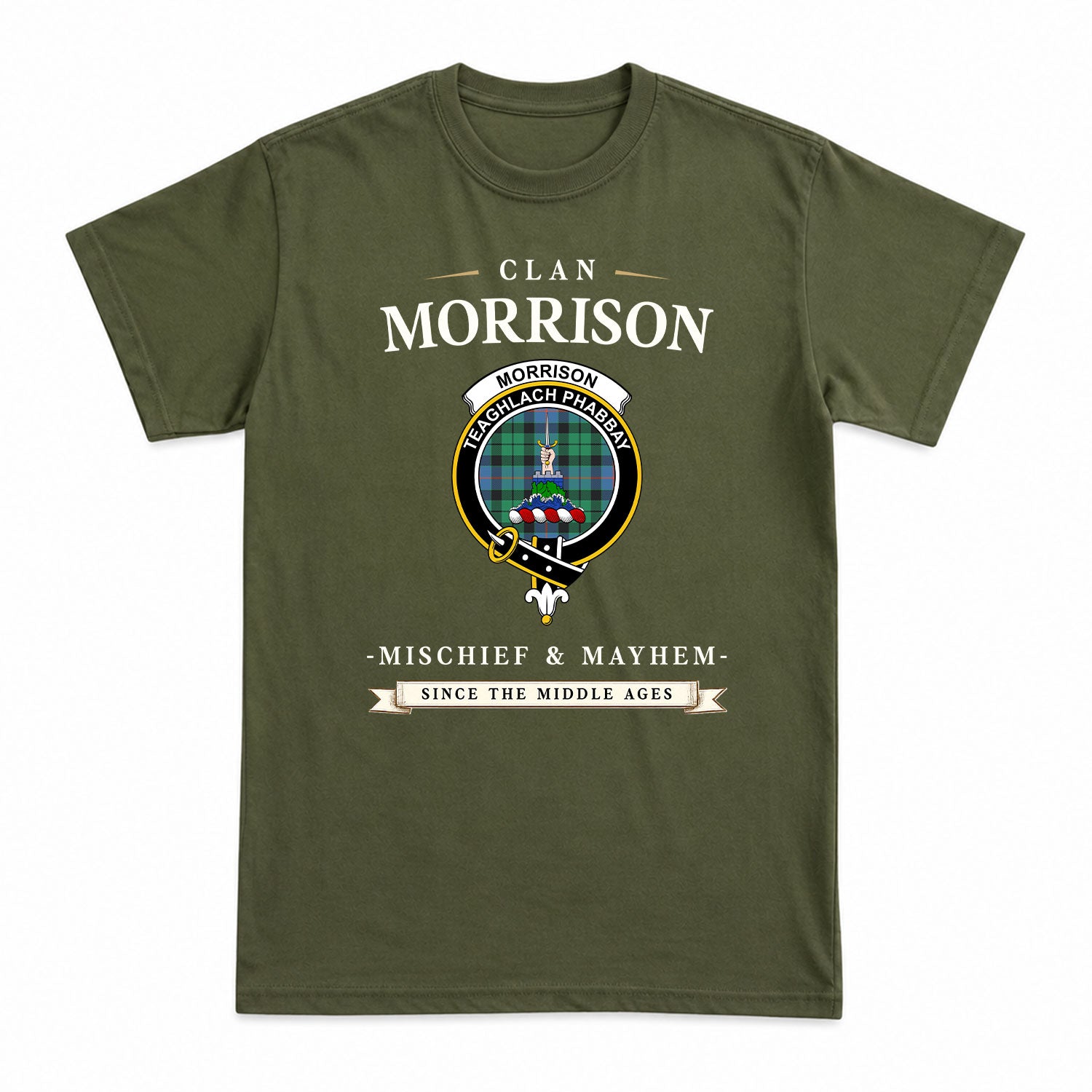 Morrison Ancient Tartan Crest Mischief and Mayhem T-shirt