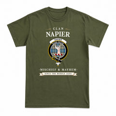 Napier Ancient Tartan Crest Mischief and Mayhem T-shirt