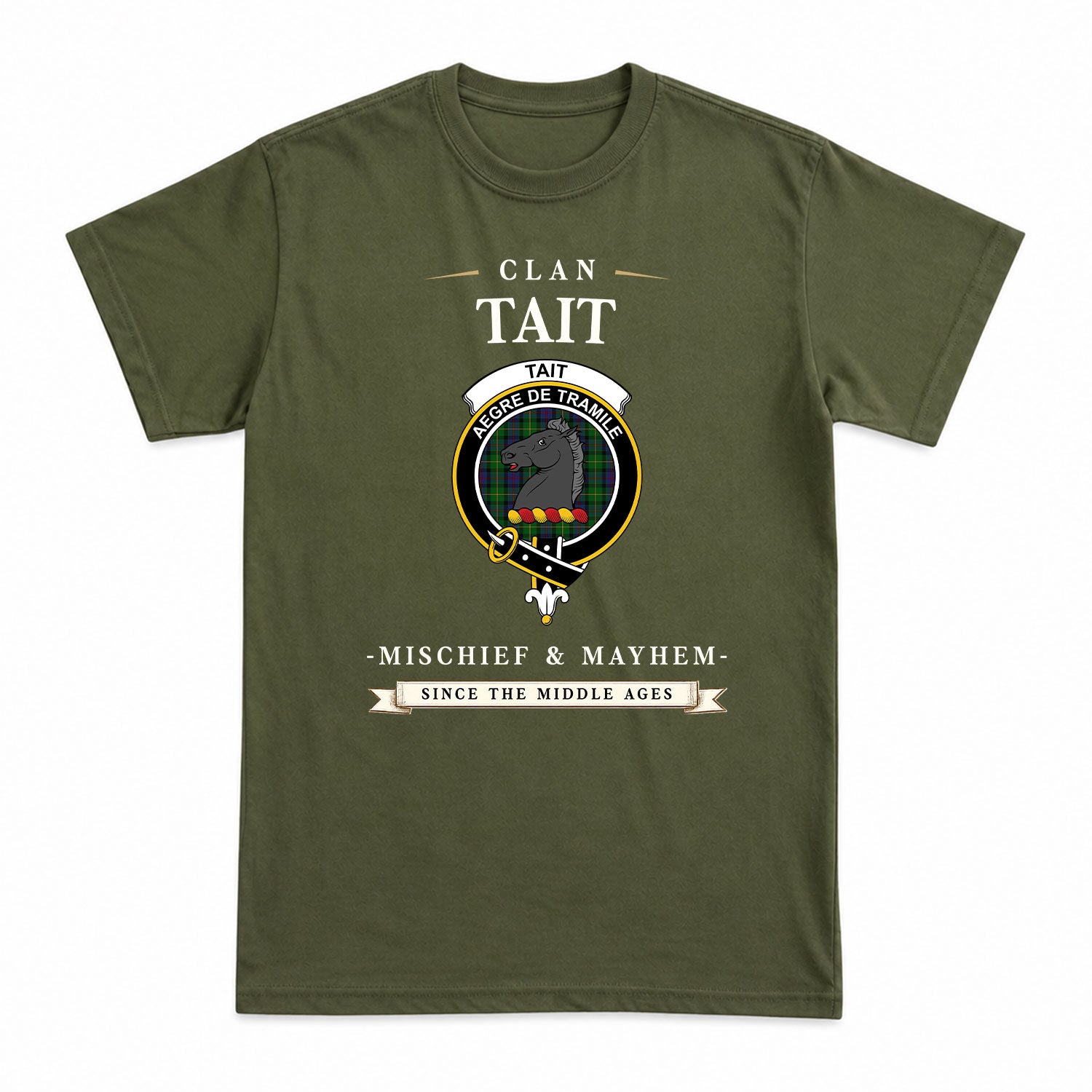 Tait Tartan Crest Mischief and Mayhem T-shirt