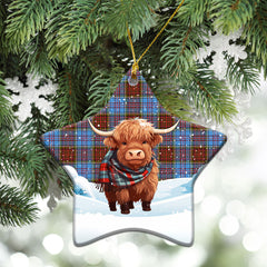 Anderson Modern Tartan Christmas Ceramic Ornament - Highland Cows Snow Style