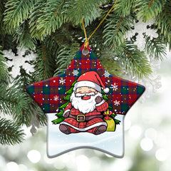 Auchinleck Tartan Christmas Ceramic Ornament - Scottish Santa Style