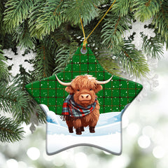 Don Tartan Christmas Ceramic Ornament - Highland Cows Snow Style