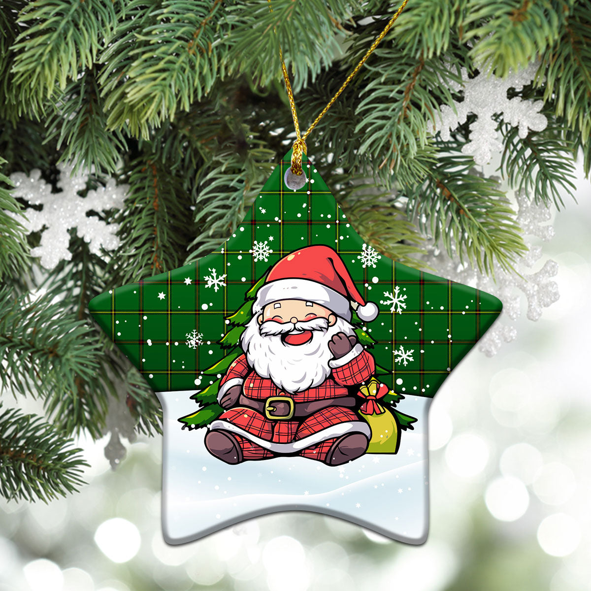 Don Tartan Christmas Ceramic Ornament - Scottish Santa Style