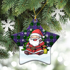Elphinstone Tartan Christmas Ceramic Ornament - Scottish Santa Style