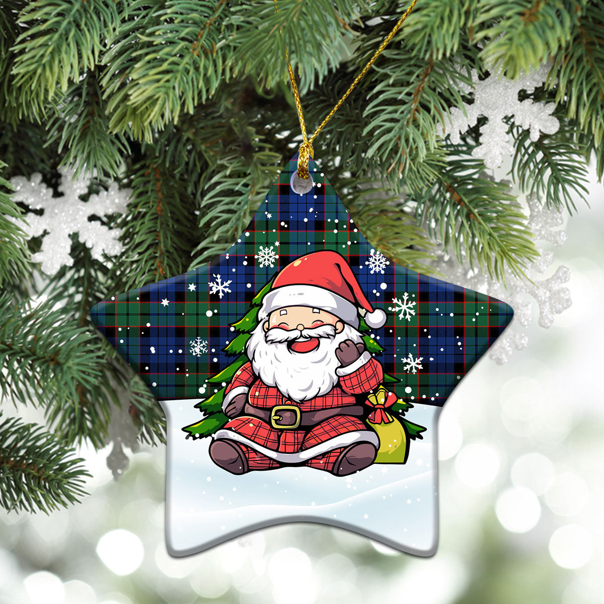 Fletcher Ancient Tartan Christmas Ceramic Ornament - Scottish Santa Style