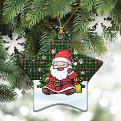 Gray Hunting Tartan Christmas Ceramic Ornament - Scottish Santa Style