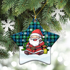 Gunn Ancient Tartan Christmas Ceramic Ornament - Scottish Santa Style