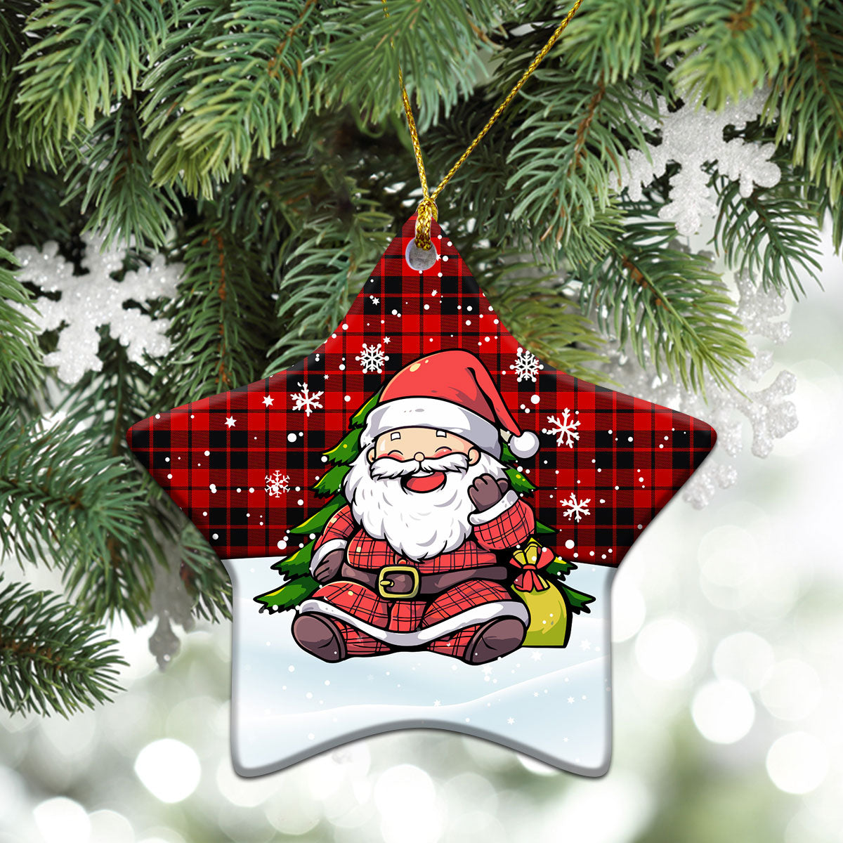 Hogg Tartan Christmas Ceramic Ornament - Scottish Santa Style