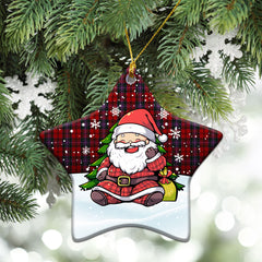 Kelly of Sleat Red Tartan Christmas Ceramic Ornament - Scottish Santa Style