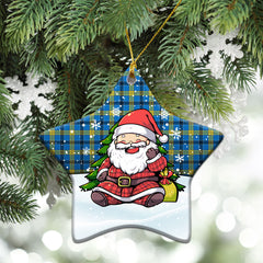 Laing Tartan Christmas Ceramic Ornament - Scottish Santa Style