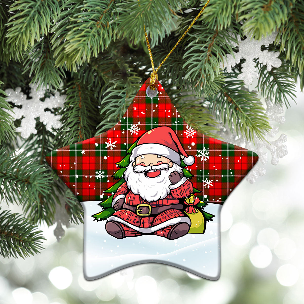 Lennox (Lennox Kincaid) Tartan Christmas Ceramic Ornament - Scottish Santa Style