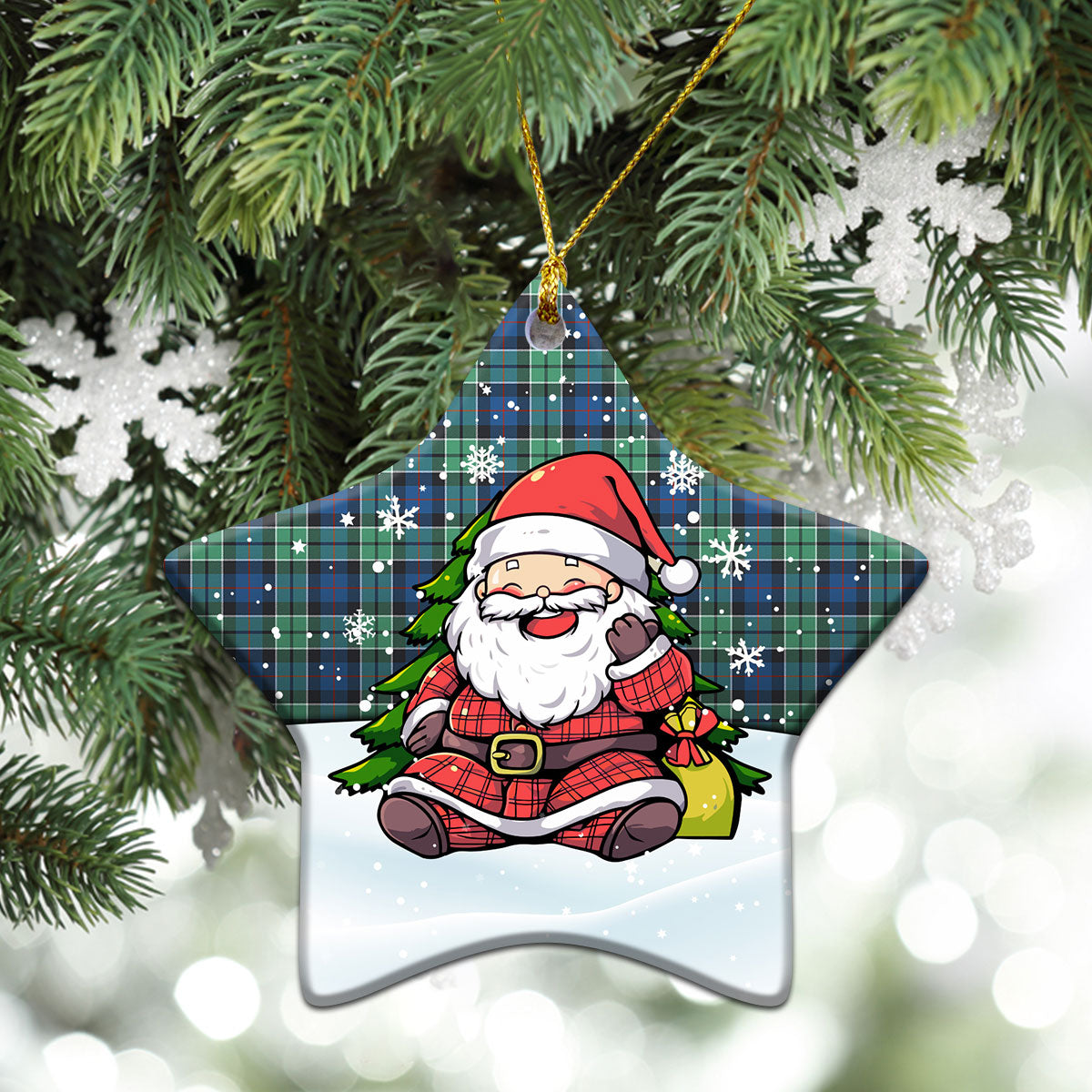 Leslie Hunting Ancient Tartan Christmas Ceramic Ornament - Scottish Santa Style