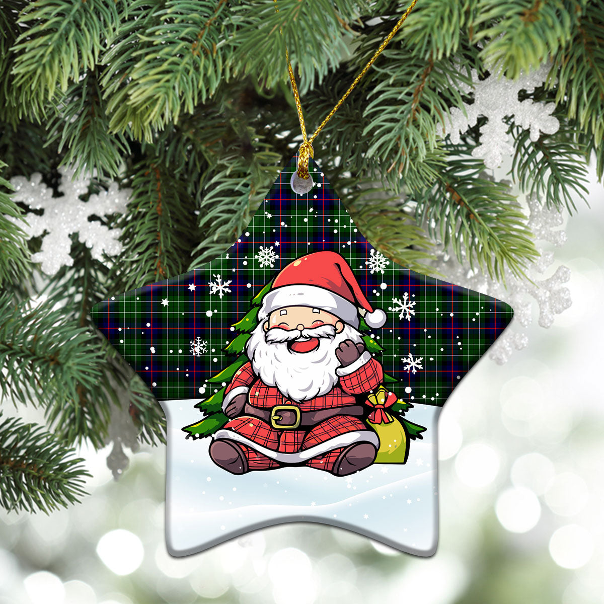 Leslie Hunting Tartan Christmas Ceramic Ornament - Scottish Santa Style