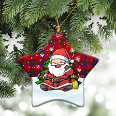 Leslie Modern Tartan Christmas Ceramic Ornament - Scottish Santa Style