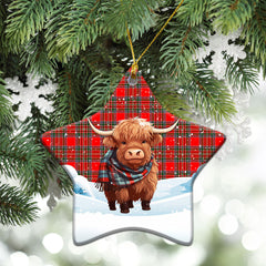 MacBean Tartan Christmas Ceramic Ornament - Highland Cows Snow Style