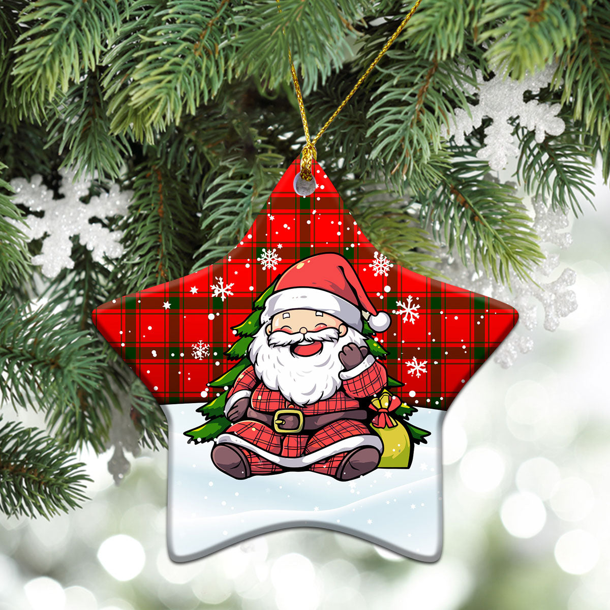 MacDonald of Sleat Tartan Christmas Ceramic Ornament - Scottish Santa Style