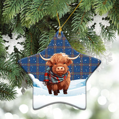 MacLaine of Loch Buie Hunting Ancient Tartan Christmas Ceramic Ornament - Highland Cows Snow Style