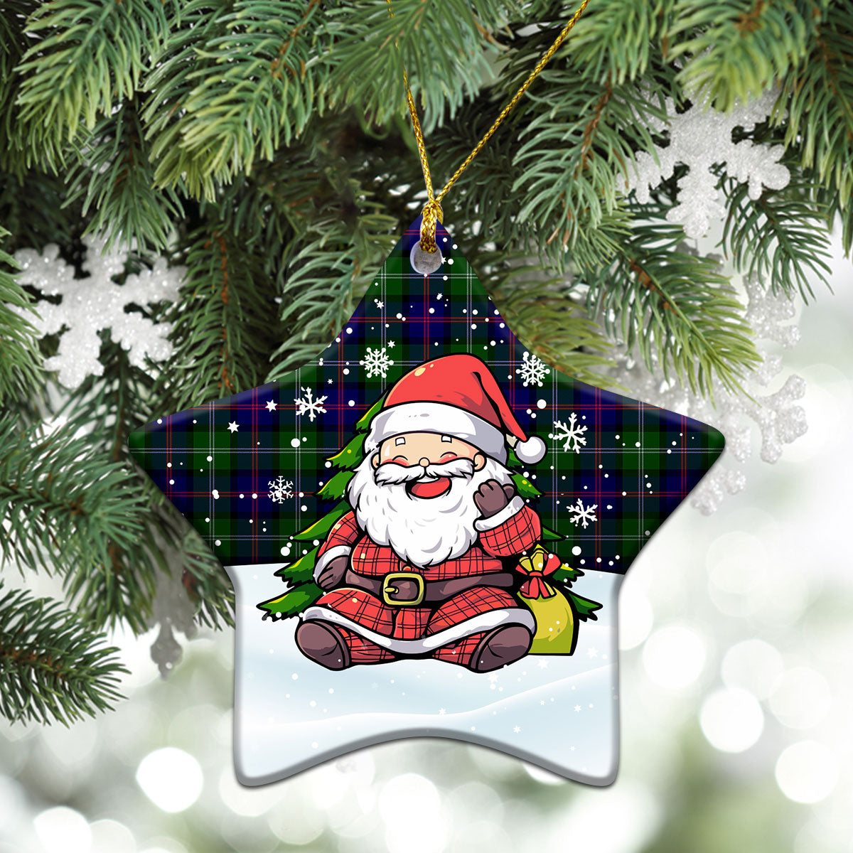 MacThomas Modern Tartan Christmas Ceramic Ornament - Scottish Santa Style