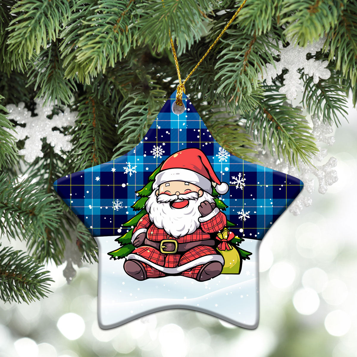 McKerrell Tartan Christmas Ceramic Ornament - Scottish Santa Style