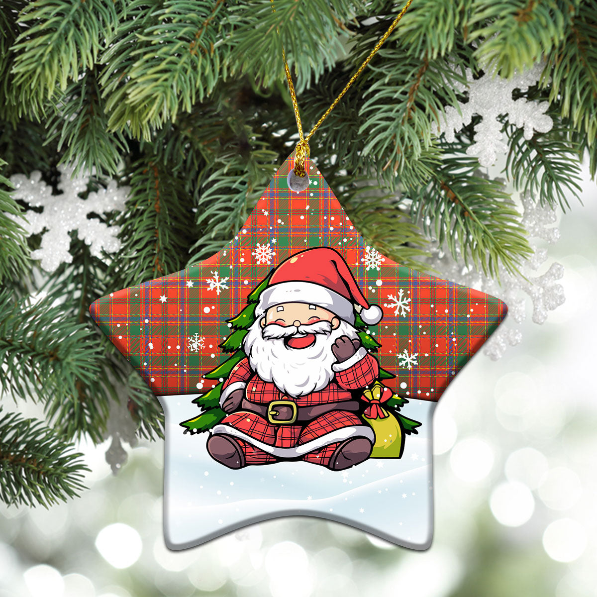 Munro Ancient Tartan Christmas Ceramic Ornament - Scottish Santa Style