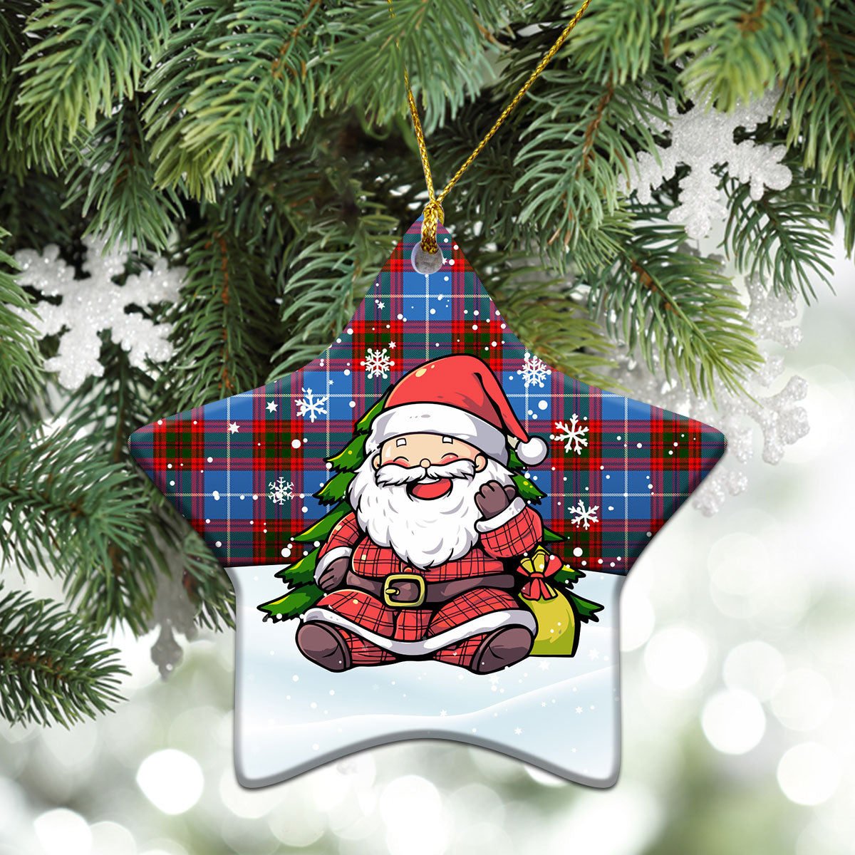 Newton Tartan Christmas Ceramic Ornament - Scottish Santa Style